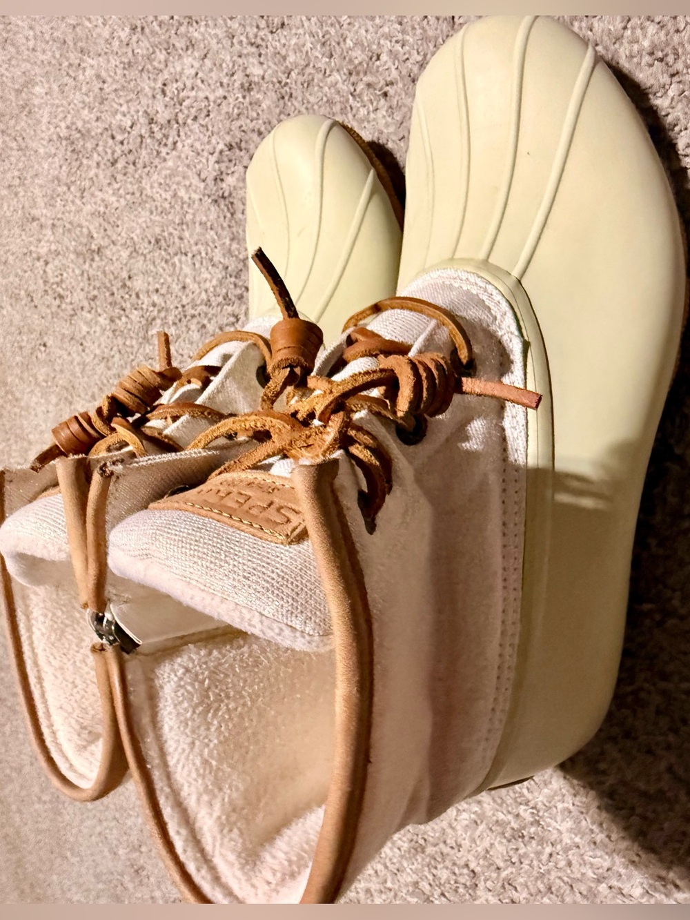 Sperry Top-Sider Cream and Tan Waterproof Rubber Duck Boots - Picture 3 of 11
